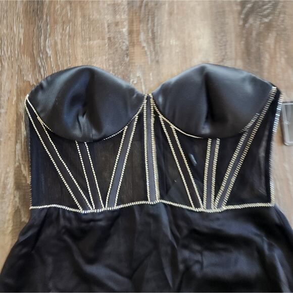 Retrofete Ludlow Dress in Black Large NWT Crystals Corset Strapless Mini - Picture 5 of 13